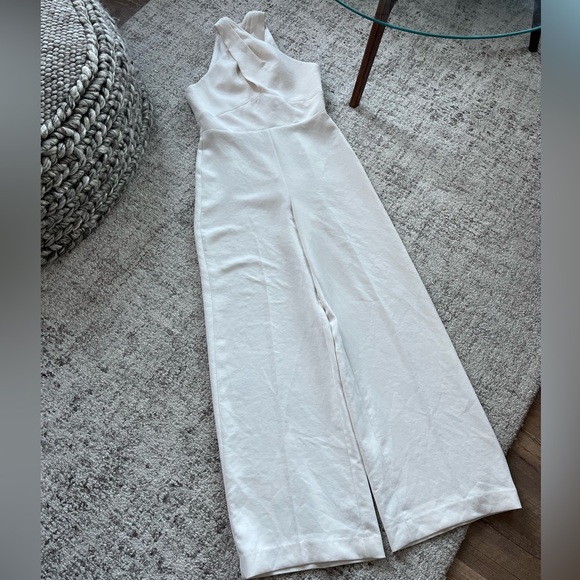 Aritzia Wilfred Pageturner Cream Halter Kapanese Crepe Jumpsuit Sz 8 - Picture 11 of 16